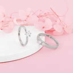 Anushka Sharma Silver Minimal Couple Rings Sterling Silver Zircon Rhodium Plated Ring-image-35