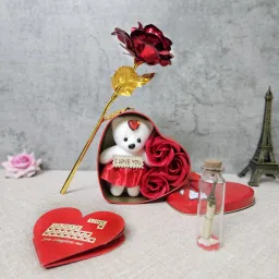 nyarogift Artificial Red Flower Box, Soft Toy, Message Bottle, Greeting Card Greeting Card image 2