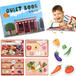 Montessori Quiet Book for Toddlers, Busy Cloth Book (Vegetables)-27