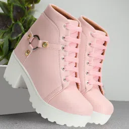 Women’s Lace-Up Mid Ankle Boots with Block Heel and Stud Ring Detail Boots For Women-image-71