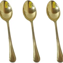 Set Of 3 Handmade Pure Brass Spoon Dana Design Brass Cutlery Set-image-5