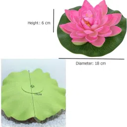aakriti Artificial Floating Lotus Flowers with Rubber Leaf Pink Lotus Artificial Flower image 2