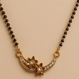 Gold-Plated Floral Mangalsutra with Black Beads for Women Alloy Mangalsutra-image-19