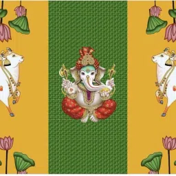 Ganesh printed House Function Ganesh Festival special. 8 * 5 Curtain Fabric-picture-13