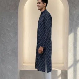 jugg jugg jeeyo Men Self Design Silk Blend Straight Kurta-picture-48