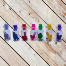 buyist For You Love Wooden Message card Box 7 Blank Paper to Write msg with 7 Bottle Greeting Card image 4