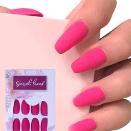 Secret Lives Set of 24 Plain Matte Fake Nail Extensions - Hotty Pink-16