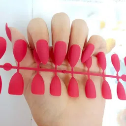 Secret Lives Set of 24 Plain Matte Fake Nail Extensions - Matt Dark Pink-image-50