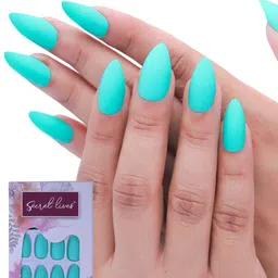 Secret Lives Set of 24 Plain Matte Fake Nail Extensions - Aqua Green-26