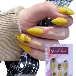 Secret Lives Plain Matte Fake Nails - Mustard Yellow-44