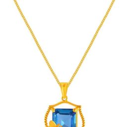 PC Chandra Jewellers Butterfly with Blue Stone 14kt Yellow Gold Pendant-image-27