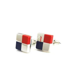 PELUCHE Silver-Toned & Red Onyx Stone Studded Cufflink-image-37