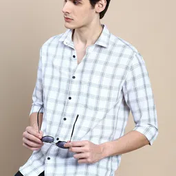 SHOWOFF Standard Slim Fit Gingham Checks Cotton Casual Shirt-image-32