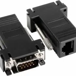 ULTRABYTES VGA Extender Adapter RJ45 Female Ethernet to DB15 Male Port for Multimedia Video Black (1 Pair) Lan Adapter-7