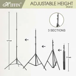 Hiffin HF Backdrop Stand, 9x10ft Photo Video Studio Muslin Background Stand Backdrop Support System Kit with Mini Ball Head, Photography Studio Tripod Kit image 3