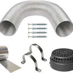 ampereus Aluminium Chimney Pipe 6 Inch 10 Feet Kit with Cowl, Clamp, Tape & Free Screw Aluminium Chimney Pipe 6 Inch 10 Feet Kit with Cowl, Clamp, Tape & Free Screw Hose Pipe-picture-43