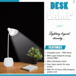 quickmove Desk Lamp 3 Light Mode & Dual Light Touch LED, Rechargeable Study Lamp Study Lamp image 5