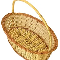 Bamboo Oval Shape Basket Hamper/Flower/Chocolate/Bread/Pooja/Fruits Basket, 13x9x5 in, Storage Basket-25