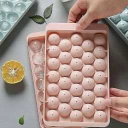 Round Ice Cube Tray,Ice Ball Maker Mold for Freezer Multicolor Pink Silicone Ice Cube Tray-image-4