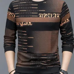 Men Printed Round Neck Polyester Brown T-Shirt-image-39