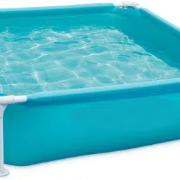 vwretails Blue Square Frame Kids Pool - Durable Metal Frame Backyard Fun Pool for Toddlers Inflatable Swimming Pool image 2