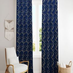 Aura Velfoil Navy Blue 2 Pieces Floral Eyelet Velvet Room Darkening Door Curtains-picture-22