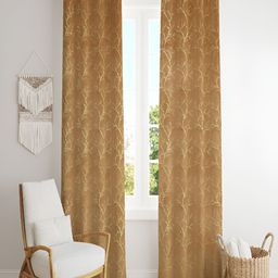 Aura Beige 2 Pieces Geometric Velvet Room Darkening Long Door Curtains-image-18
