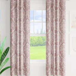 Just Home Purple 2 Pieces Ethnic Motifs Printed Jacquard Room Darkening Window Curtains-picture-18
