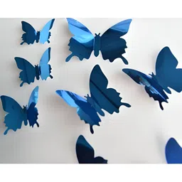 Asian royal Blue 12 Pieces Butterfly Printed  Self Adhesive 3D Decals & Stickers-image-57