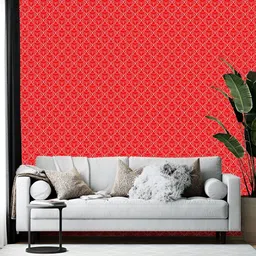 Wallpics Red & White Geometric Printed Self Adhesive Wallpaper-10