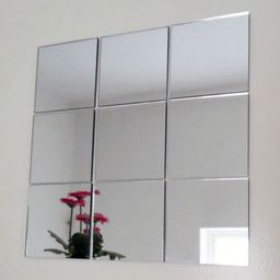 WallDaddy Grey 9 Pieces Self-Adhesive Square Mirror Wall Stickers-25