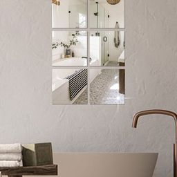 WallDaddy Silver 6 Pieces Acrylic Self-Adhesive Square Mirror Wall Stickers-44