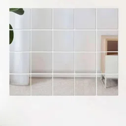 WallDaddy Grey 20 Pieces Square Mirror Wall Stickers-23