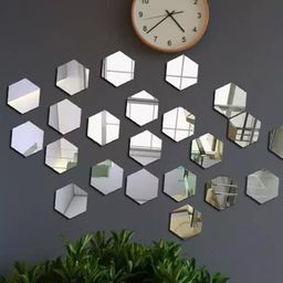 WallDaddy Silver Toned 22 Pieces Acrylic Hexagon Mirror Stickers-image-25