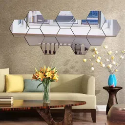 WallDaddy 12 Pieces Hexagon Mirror Wall Stickers-image-74