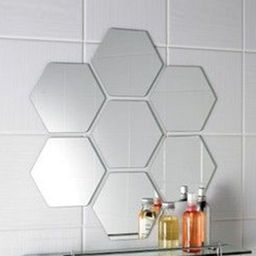 WallDaddy 7 Pcs Silver-Toned Self-Adhesive Hexagon Mirror Wall Stickers-image-12