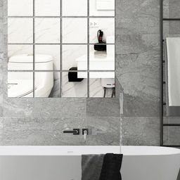 WallDaddy Silver Toned 16 Pieces Self-Adhesive Square Mirror Wall Stickers-image-96