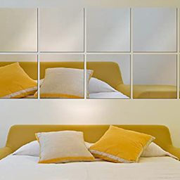 WallDaddy Silver Toned 12 Pieces Square Design Mirror Wall Stickers-23