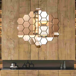 WallDaddy White 30 Pieces Hexagon Mirror Wall Stickers-picture-0