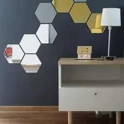 WallDaddy 9 Pieces Hexagon Mirror Stickers For Wall-image-34