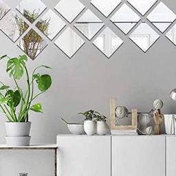 WallDaddy White 15 Pieces Square Mirror Stickers-8