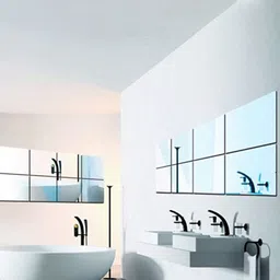 WallDaddy Grey 8 Pieces Self-Adhesive Square Mirror Wall Stickers-34