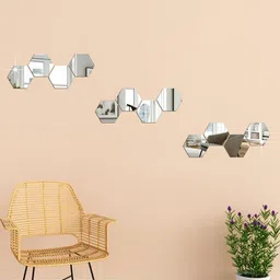 WallDaddy 12 Pieces Hexagon Mirror Wall Stickers-image-75