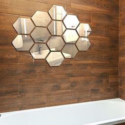 WallDaddy White 14 Pieces Hexagon Mirror Wall Stickers-1