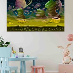 WENS Green & Blue Fantasy Land Printed Vinyl Wall Sticker-34