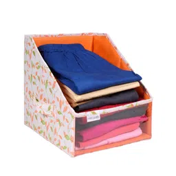 prettykrafts Orange & White Printed Leggings Stacker Closet Organiser-42