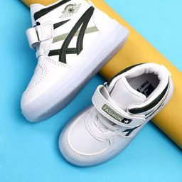 KATS Kids Mid Top Striped Sneakers With LED Light Shoes-49