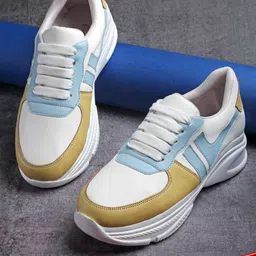 PANAHI Women Off White & Blue Colourblocked Lightweight Sneakers-25