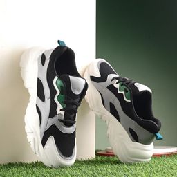 The Roadster Lifestyle Co. Men Black & Grey Colourblocked Lightweight Sneakers-image-78