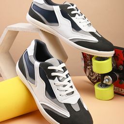 The Roadster Lifestyle Co. Men Grey Colourblocked Round Toe Sneakers-52